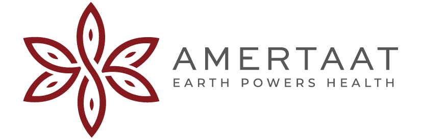logo design of amertaat brand with title and tagline